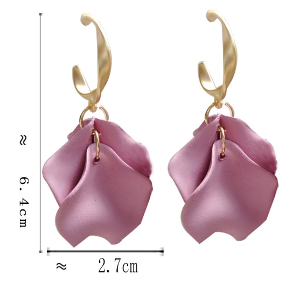 💙Purple Flower Panel  Earrings Dangled - Picture 5 of 11